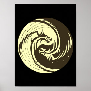 Tribal Dragons Yin Yang (pas het aan!) Poster