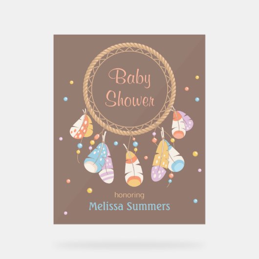 Tribal Dreamcatcher Boho Baby shower Brown (Recto)