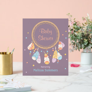 Tribal Drocatcher Boho Baby shower Paars Acryl Bord