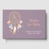 Tribal Drocatcher Boho Baby shower Paars Gastenboek (Voorkant)