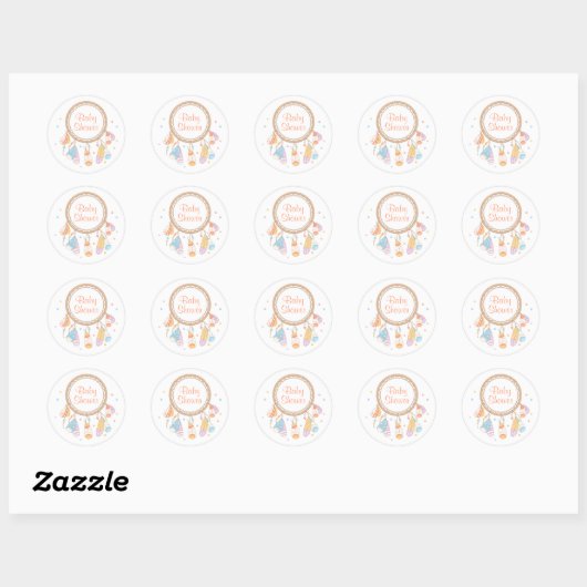 Tribal Drocatcher Boho Baby shower Ronde Sticker (Vel)