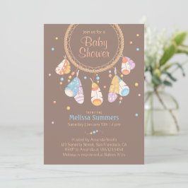 Tribal Drocatcher Boho Brown Baby shower Kaart