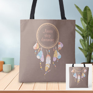 Tribal Drocatcher Boho Brown Quote Draagtas