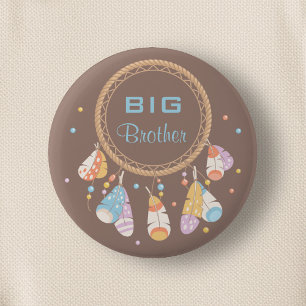 Tribal Drocatcher Boho New Baby Big Brother Ronde Button 5,7 Cm