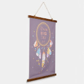 Tribal Drocatcher Boho Paars Quote Hangend Wandkleed (Gebogen)