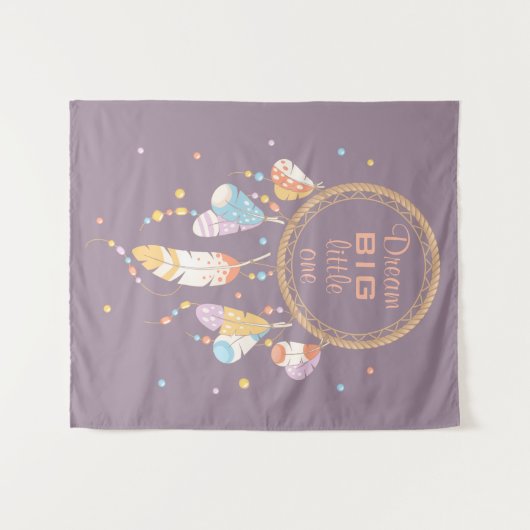 Tribal Drocatcher Boho Paars Quote Wandkleed (Voorkant (horizontaal))