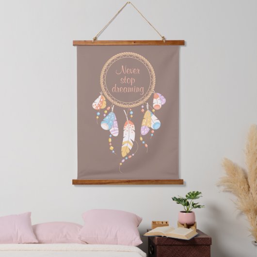 Tribal Drocatcher Boho Quote Brown Hangend Wandkleed (Slaapkamer)
