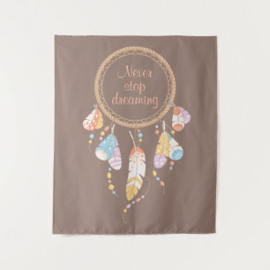 Tribal Drocatcher Boho Quote Brown Wandkleed
