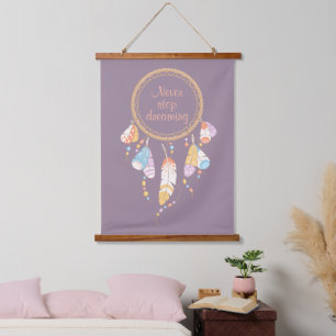 Tribal Drocatcher Boho Quote Paars Hangend Wandkleed