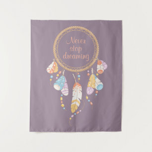 Tribal Drocatcher Boho Quote Paars Wandkleed