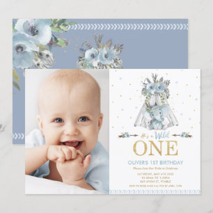 Tribal Elephant Boy Wild One 1st Birthday Foto Kaart