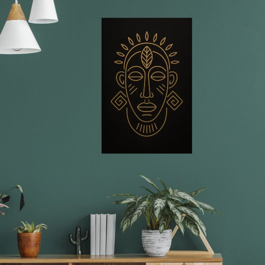 Tribal Essence | African Face Motif Art Print (Woonkamer 1)