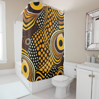Tribal Ethnic African Pattern Brown Golds Abstract Douchegordijn