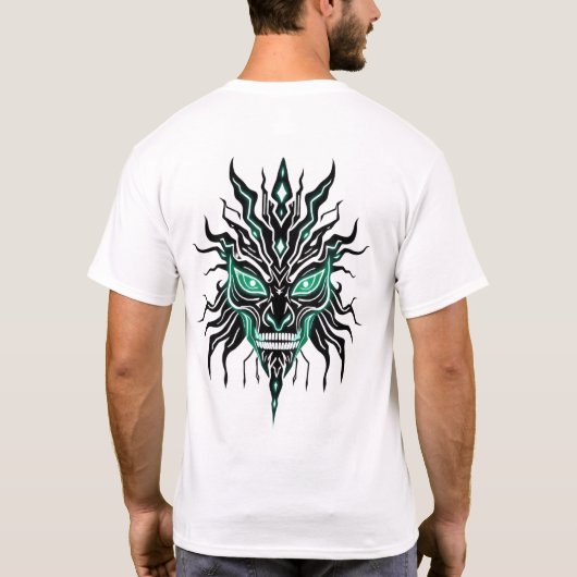 Tribal Face Alien Circuit Patterns T-shirt (Achterkant)