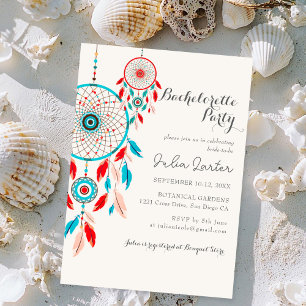 Tribal Feather Dreamcatcher Bachelorette Party Kaart