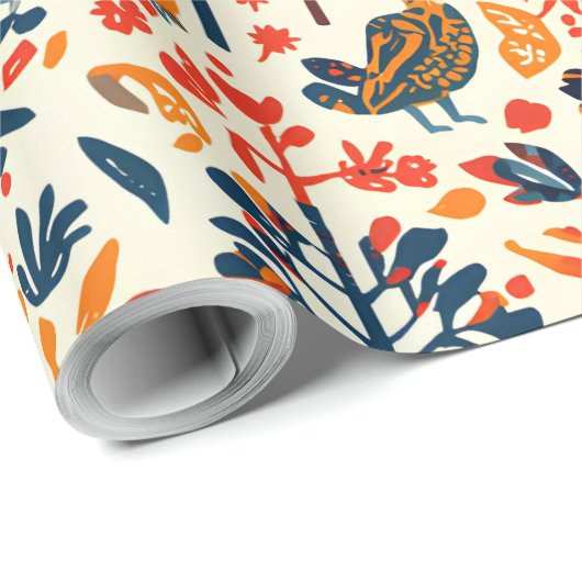 Tribal Folk Pattern Gift Wrap Vibrant Ethnic Desig Cadeaupapier (Rol Hoek)