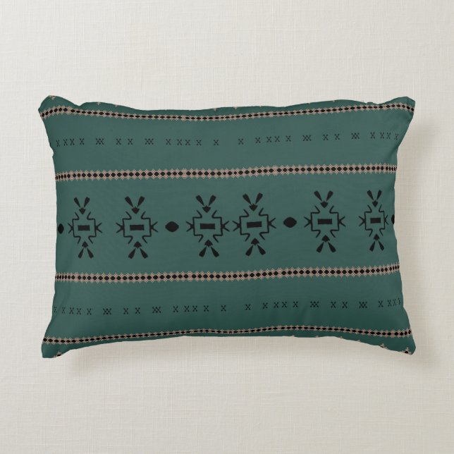 Tribal Forest Green Mud Cloth Accent Kussen (Voorkant)