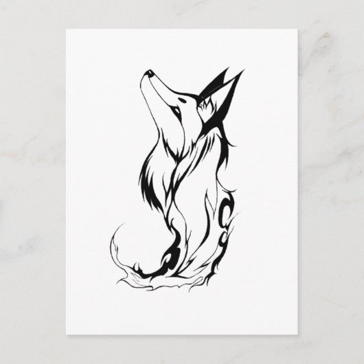 Tribal Fox Tattoo Design Briefkaart (Voorkant)