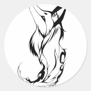 Tribal Fox Tattoo Design Ronde Sticker
