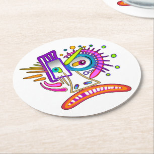 TRIBAL FROWNIE EMOJI MEEMOGIE RONDE KARTONNEN ONDERZETTER