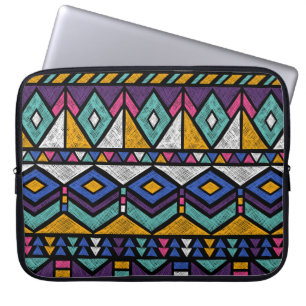 Tribal Geometric Aztec: kleurrijk patroon Laptop Sleeve