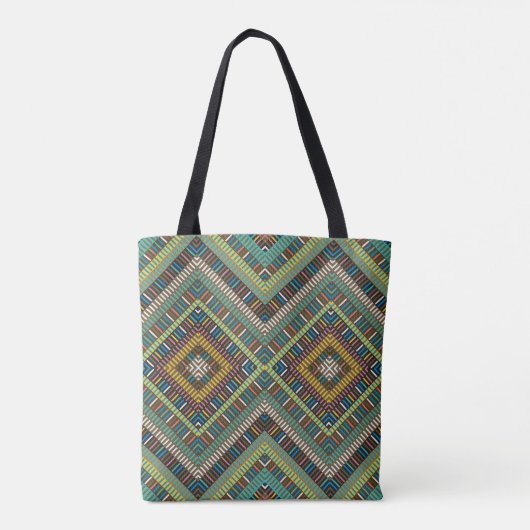 Tribal Geometric Pattern Boho Etnische Azteken Draagtas (Achterkant)