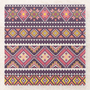 Tribal gestreepte, geometrische naadloze patroon. glazen onderzetter