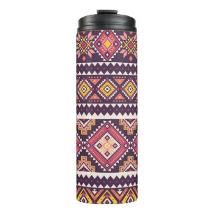 Tribal gestreepte, geometrische naadloze patroon. thermosbeker
