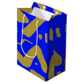 Tribal Gold en Royal Blue Medium Cadeauzakje (Voorkant Gekanteld)