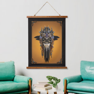 Tribal Gothic Skull Wall Tapestry Hangend Wandkleed