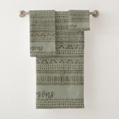 TRIBAL GRAY COPPER BOHEMIAN PATROON PERSONALISEERD BAD HANDDOEK (Insitu)