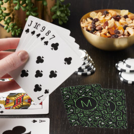 Tribal Green Eye of Lizard Pattern Monogram Pokerkaarten