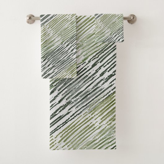 Tribal Green Stripes Abstract Pattern Bad Handdoek (Insitu)