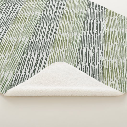 Tribal Green Stripes Abstract Pattern  Sherpa Deken (3/4)