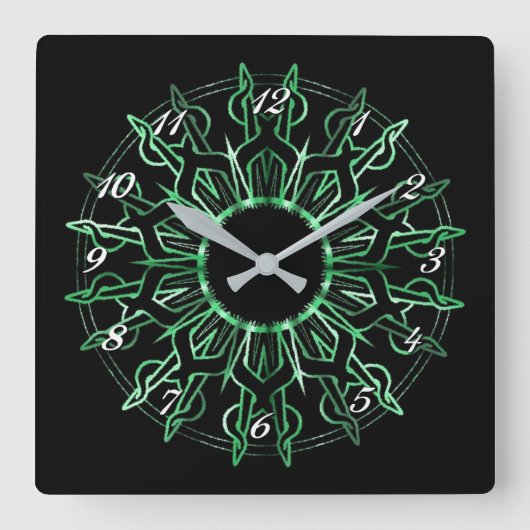 Tribal Green Sun Wall klok (Voorkant)
