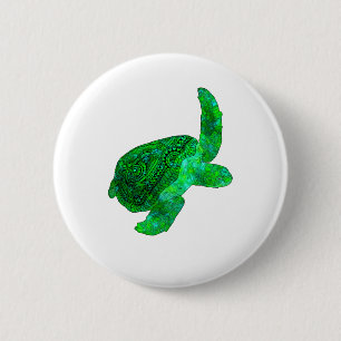 Tribal Green Zee Turtle Ronde Button 5,7 Cm