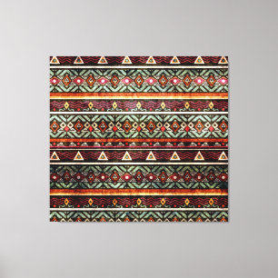 Tribal Grunge: Etno Retro Patroon Canvas Afdruk