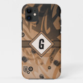 Tribal Grunge, Shades of Brown & Gray Monogram Case-Mate iPhone Case (Achterkant)