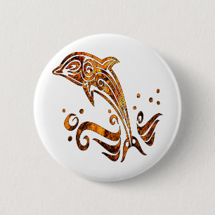 Tribal Grunge Tattoo Dolphin Ronde Button 5,7 Cm