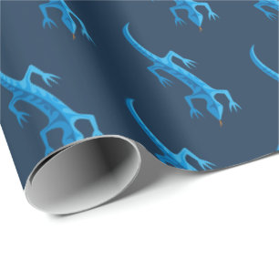 Tribal Hagedis Blauw Patroon Cadeaupapier