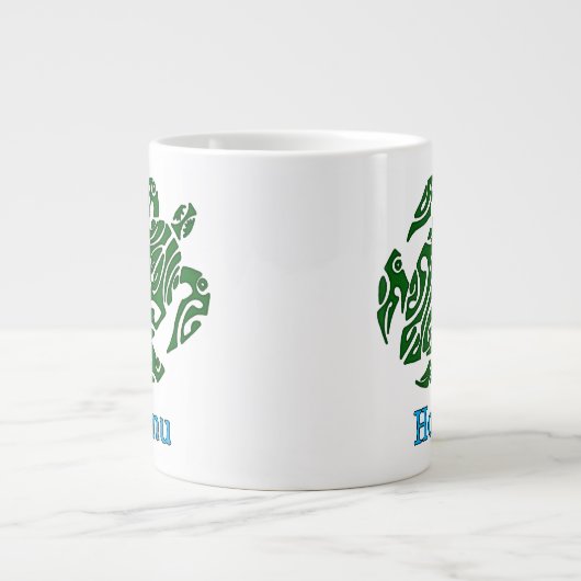 Tribal Hawaiian Green Zee Turtle Jumbo Mok (Voorkant)