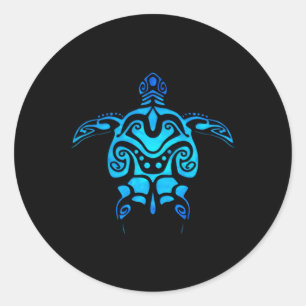 Tribal Hawaiian Maori Sun Zee Turtle 2-zijdig Ronde Sticker