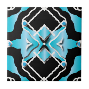 Tribal hedendaagse Turquoise Black White Pattern Tegeltje