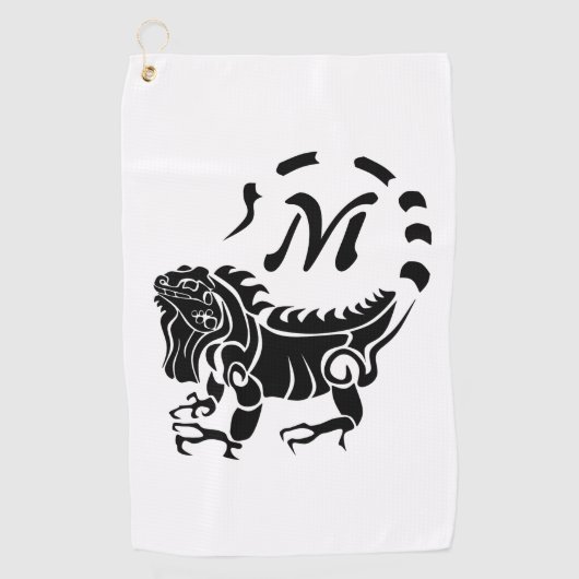 Tribal Iguana Monogram Golfhanddoek (Voorkant)
