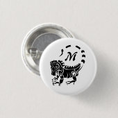 Tribal Iguana Monogram Ronde Button 3,2 Cm (Voorkant /achterkant)
