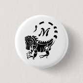 Tribal Iguana Monogram Ronde Button 3,2 Cm (Voorkant)