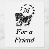 Tribal Iguana Monogram Wijn Etiket (Enkel label)