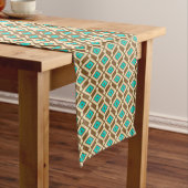 Tribal Ikat Pattern, Beige, Taupe en Turquoise Korte Tafelloper (Voorbeeld)