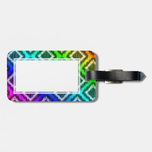 Tribal Ikat Rainbow kleurig patroon Bagagelabel (Achterkant horizontaal)