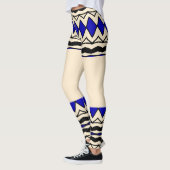 Tribal-Inspired Blue & Cream Leggings (Gauche)
